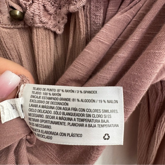 Knox Rose Women's Dusty Pink Lace Detail Boho Blouse - Size XXL - Picture 6 of 9